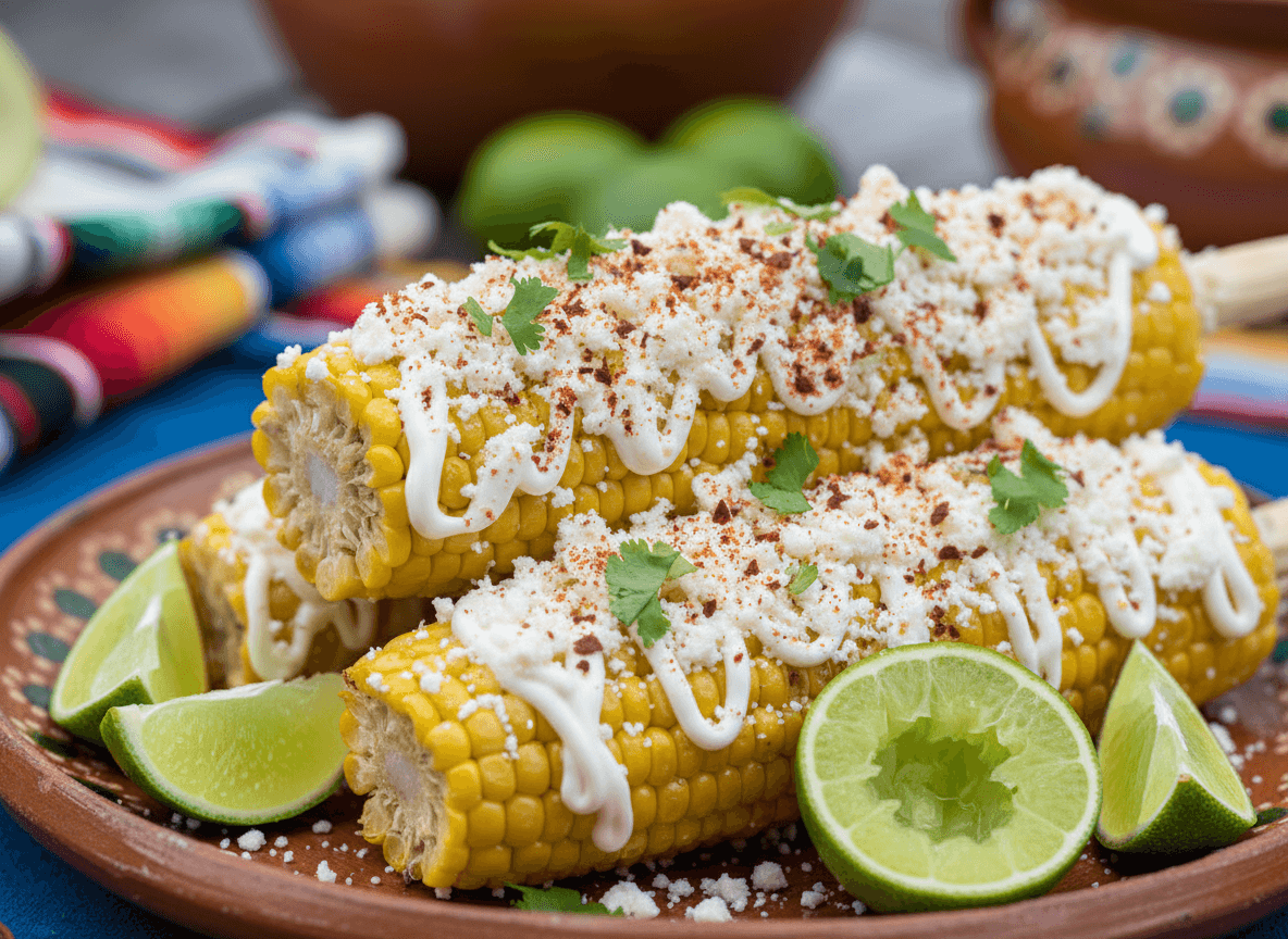 Mexican street corn with cotija cheese