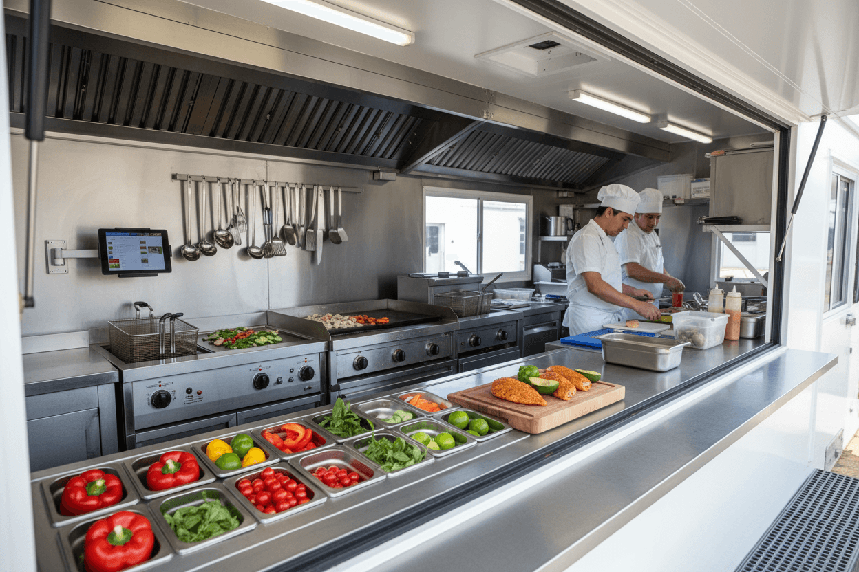 Food truck kitchen interior